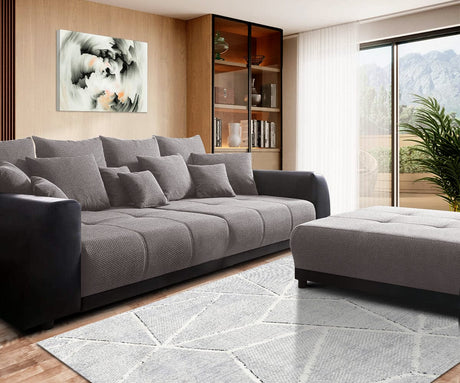 Canapea extensibilă cu 2 lazi de depozitare Big Sofa Verona Dark Grey 305x110 cm cu taburet inclus | Dumonde Furniture & Deco Concept.