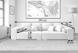 Kanapéágy tárolódobozzal és kényelmes HR habszivacs üléssel, Marbela White XXL 295x100 cm