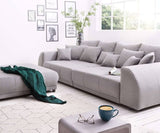 Canapea extensibilă cu 2 lazi de depozitare Big Sofa Verona Grey 305x110 cm cu taburet inclus | Dumonde Furniture & Deco Concept.