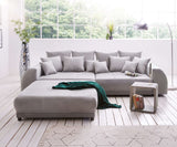 Kanapéágy tárolófiókkal és kényelmes HR habszivacs ülésse, Big Sofa Verona Grey 310x100 cm széklettel együtt