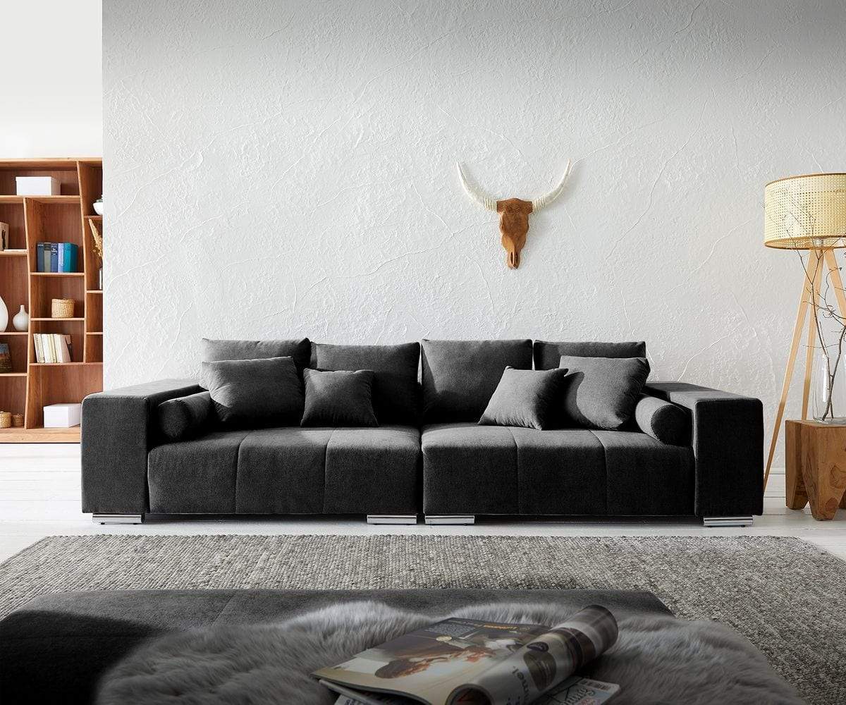 Canapea extensibilă cu ladă de depozitare Marbela Dark XXL 290x110 cm cu taburet inclus | Dumonde Furniture & Deco Concept.