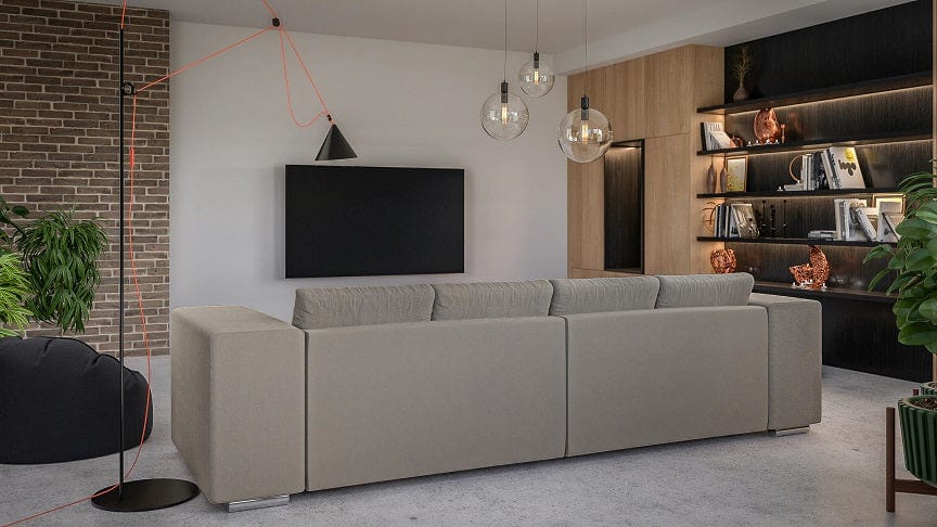 Canapea extensibila cu lada de depozitare Marbela Bej XXL 290x110 cm | Dumonde Furniture & Deco Concept.