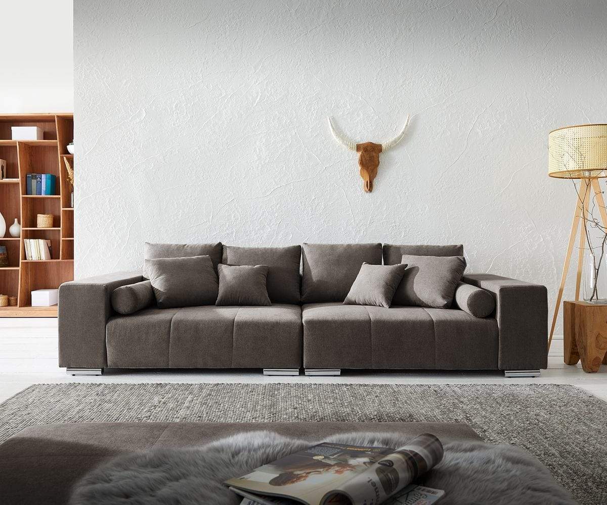 Canapea extensibilă cu ladă de depozitare Marbela Kaki XXL 290x110 cm cu taburet inclus | Dumonde Furniture & Deco Concept.