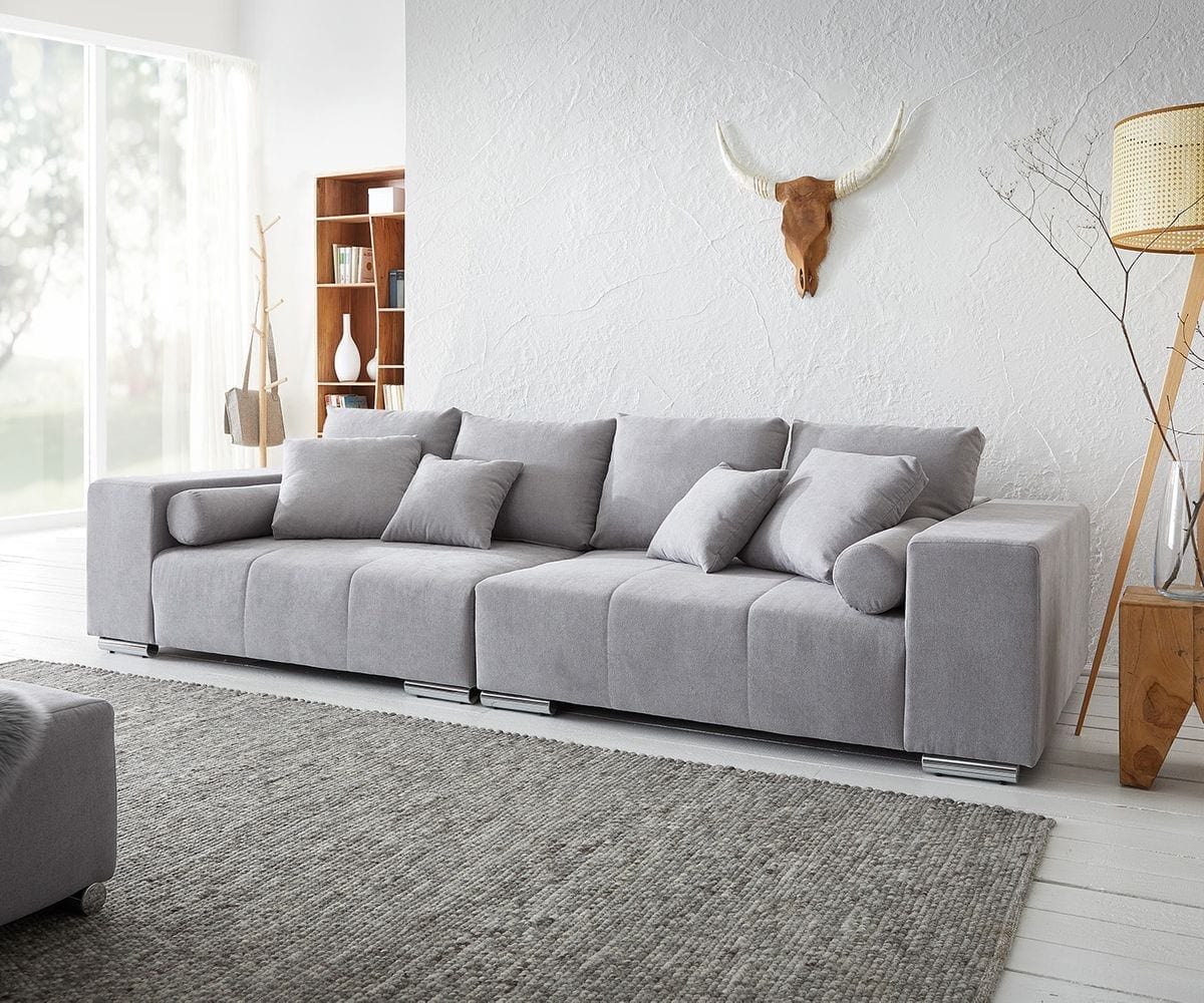 Kanapéágy tárolódobozzal és kényelmes HR habszivacs üléssel, Marbela New Grey XXL 295x100 cm