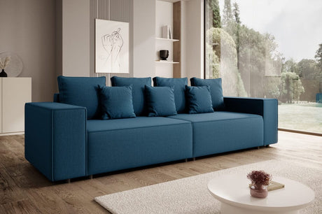 Canapea extensibilă cu ladă de depozitare si sezut confortabil din spuma HR, Dream Blue 310x100 cm