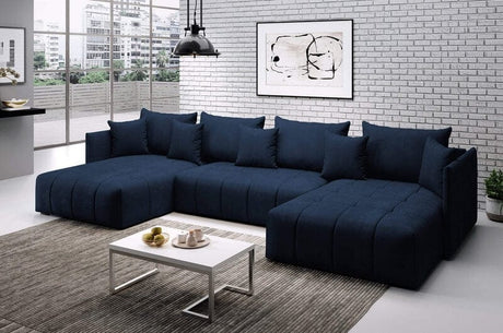 Colțar extensibil cu ladă de depozitare Malta U Blue 340x185 cm