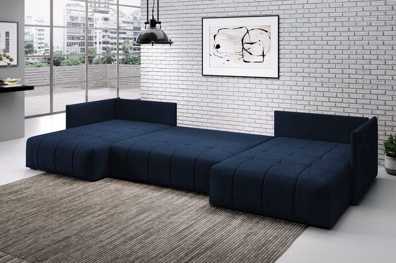 Colțar extensibil cu ladă de depozitare Malta U Blue 340x185 cm