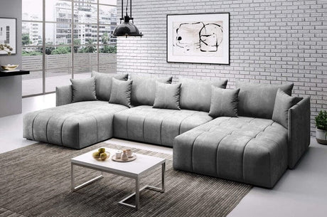 Colțar extensibil cu ladă de depozitare Malta U Grey 340x185 cm