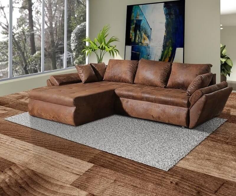 Colțar extensibil cu ladă de depozitare Loana Brown II 270x185 cm | Dumonde.ro