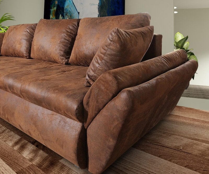 Colțar extensibil cu ladă de depozitare Loana Brown II 270x185 cm | Dumonde.ro