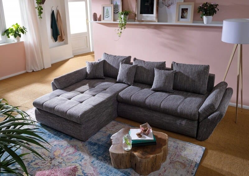 Colțar extensibil cu ladă de depozitare Loana Grey Mat 275x185 cm | Dumonde Furniture & Deco Concept.