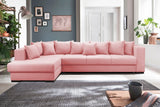 Colțar extensibil cu ladă de depozitare Gloria Pink 325x195 cm | Dumonde Furniture & Deco Concept.