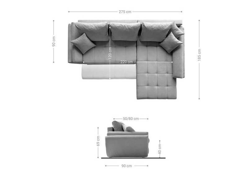 Colțar extensibil cu ladă de depozitare Loana Kaki II 275x185 cm | Dumonde Furniture & Deco Concept.