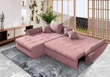 Colțar extensibil cu ladă de depozitare Loana Pink 275x185 cm | Dumonde Furniture & Deco Concept.