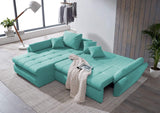 Colțar extensibil cu ladă de depozitare Loana Mint 275x185 cm | Dumonde Furniture & Deco Concept.